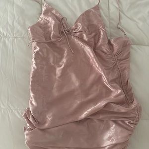Pink satin princess Polly dress